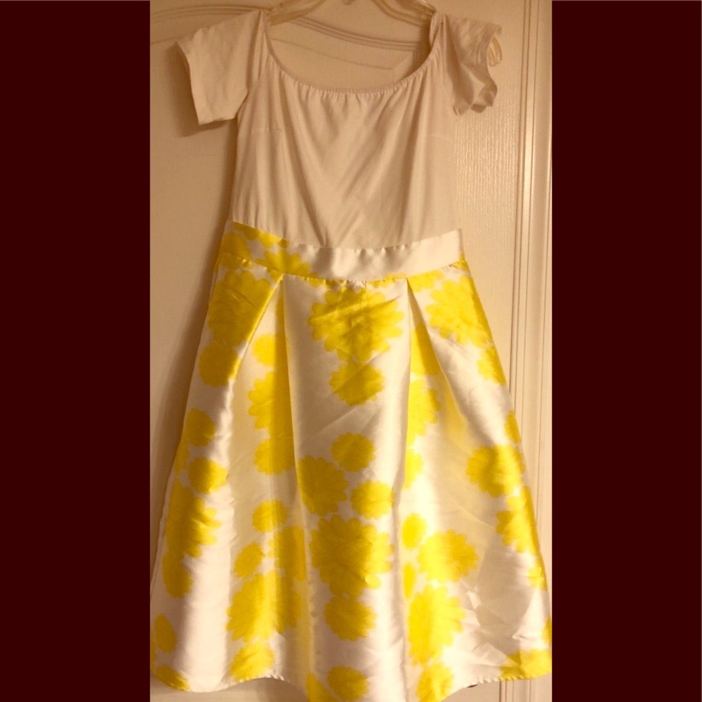 White and yellow floral dress